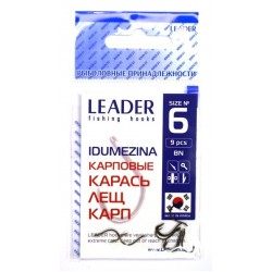 Рибальські гачки, №6, Leader Idumezina, 9шт/уп, колір BN